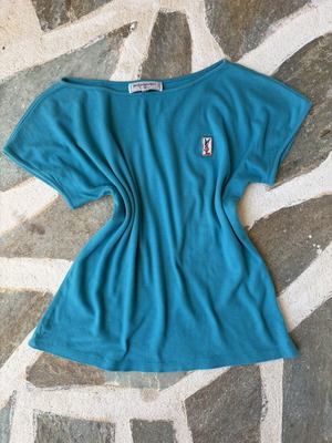 Yves Saint Laurent YSL vintage cotton top like new, teal turquoise