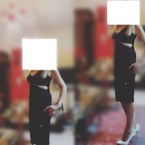 Black midi dress with white trims and cutouts, like new, size S_M