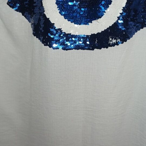 Shirt with sequins new, white, loose fabric, size L