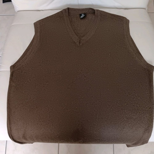 Brown men's wool cardigan L used with V-neck