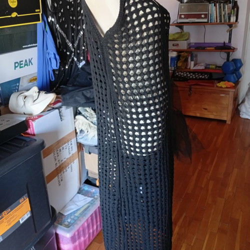 Boho black crochet beach dress, size XL