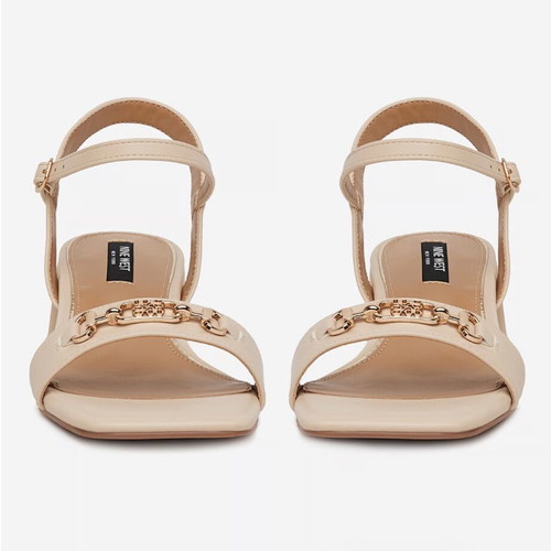 Nine West women's ivory sandals, block heel