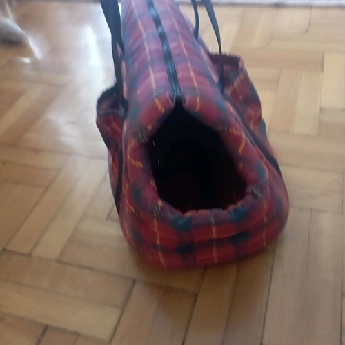 Dog carrier bag used, cotton with zipper