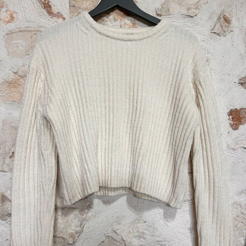Primark Cares Cream Ribbed Knit Cropped Jumper size M like new