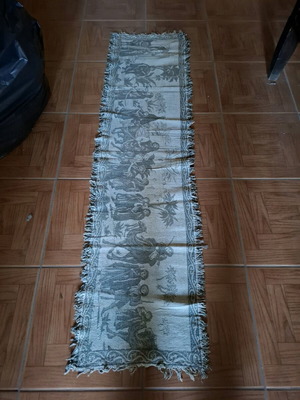 Rectangular rug like new with depictions