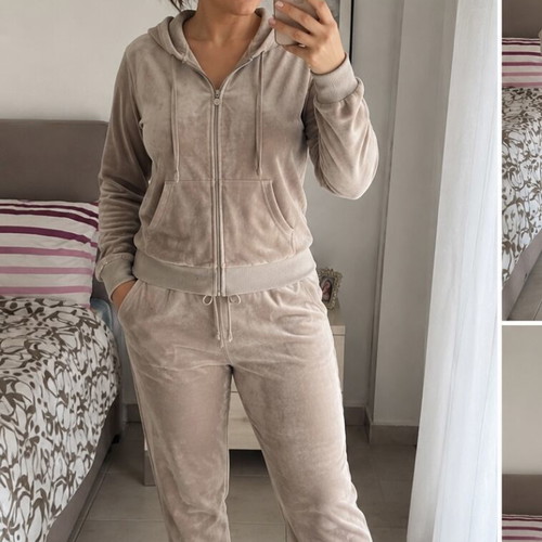 Velour beige tracksuit set Primark used, size 40/42