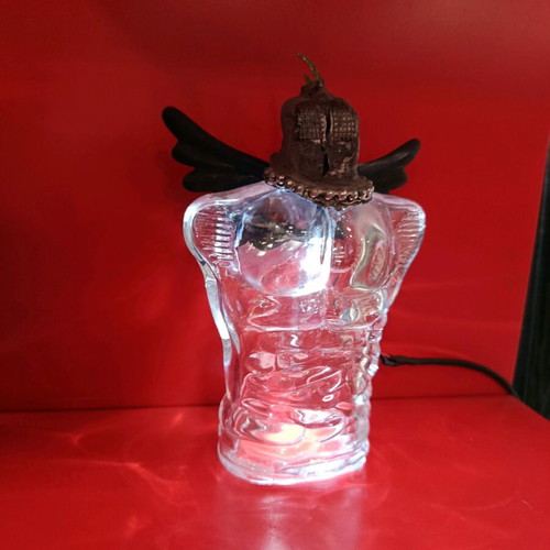 Handmade table lamp made to order from glass cologne bottle