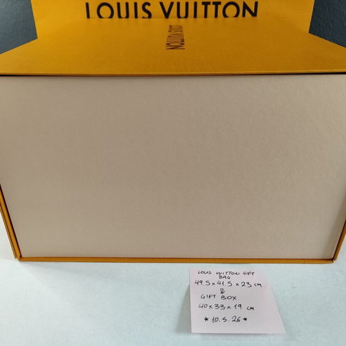 Louis Vuitton gift box and paper bag used, sizes 49.5x41.5x23 and 40x33x19 cm