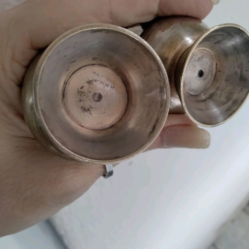 Vintage silver-plated salt and pepper shaker set with tray
