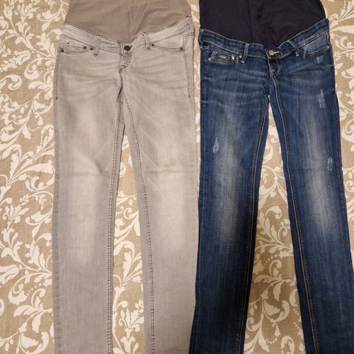 H&M maternity jeans skinny pack of 2 size 36 like new, blue and grey