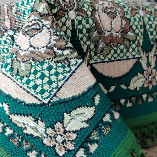 Damask tablecloth new, cotton with fringes