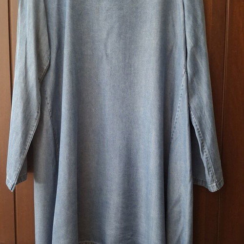 Denim dress asymmetrical, long sleeves, like new, blue, size S