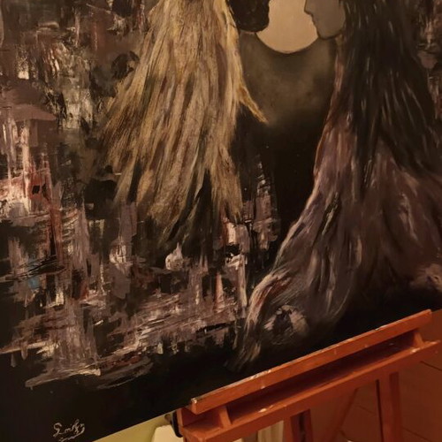 Painting Night Meeting new, acrylic