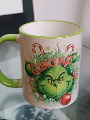Ceramic mug 325ml Grinch new with green handle and rim
