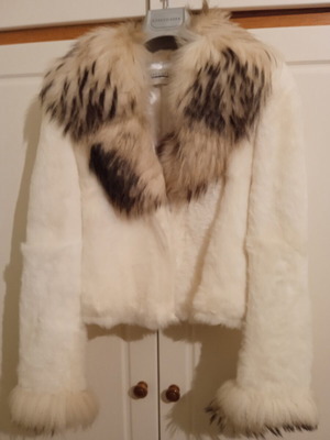 White fur coat like new with back design