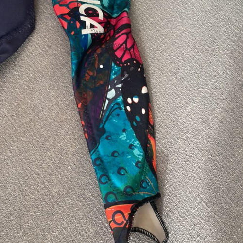 Arctica kids' racing ski suit used, size M, blue multicolor