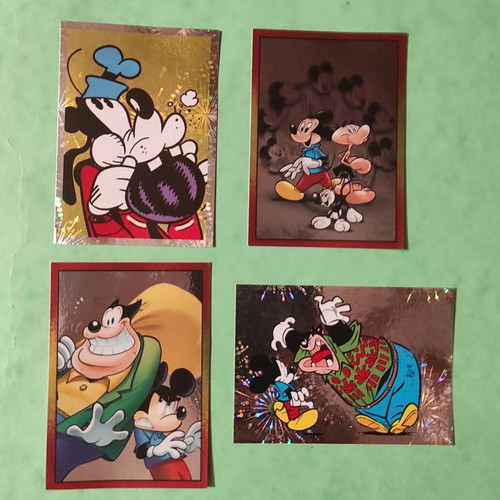 Mickey Mouse Panini stickers 2018 used, rare gold and shiny set of 21