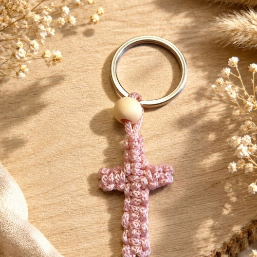 Handmade macrame cross keychains, new