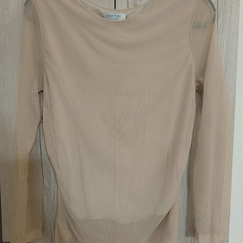 Celestino blouse with transparent sleeves new, beige, size XL