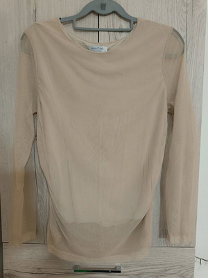 Celestino blouse with transparent sleeves new, beige, size XL