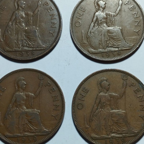 One Penny Coins Great Britain lot of 16 like new 1937-1948