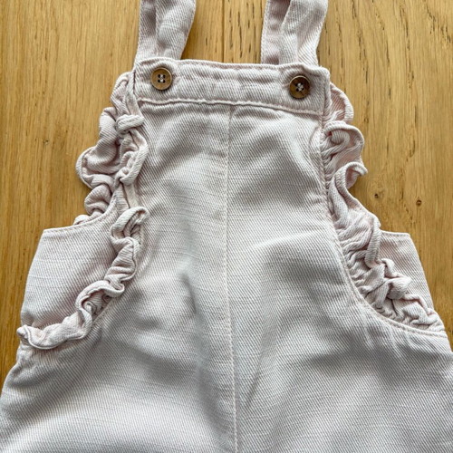 Zara denim salopette with ruffles on straps, size 3-6 months, like new