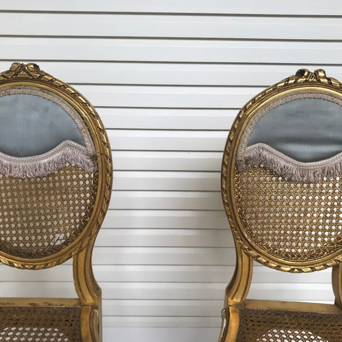 Louis XVI chairs used, pair with gilding