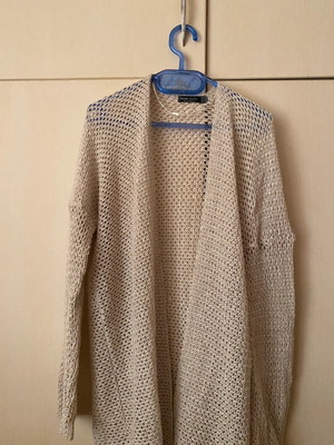 Ζακέτα διχτυωτή μπεζ oversized, No XS