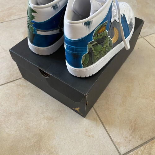 Air Jordan 1 Mid, Custom Made: Halo Design, Size:47