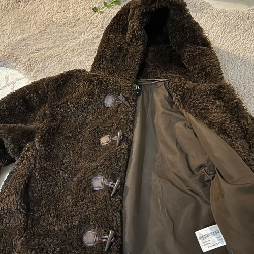 ZARA Brown Faux Fur Teddy Coat Size M Like New