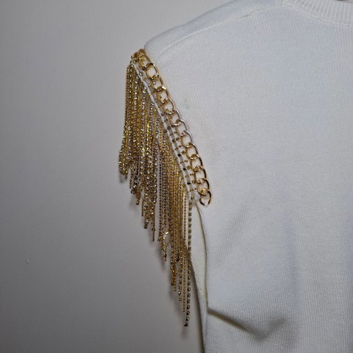 Celestino White Ribbed Sleeveless Top like new with Gold Details Size Medium