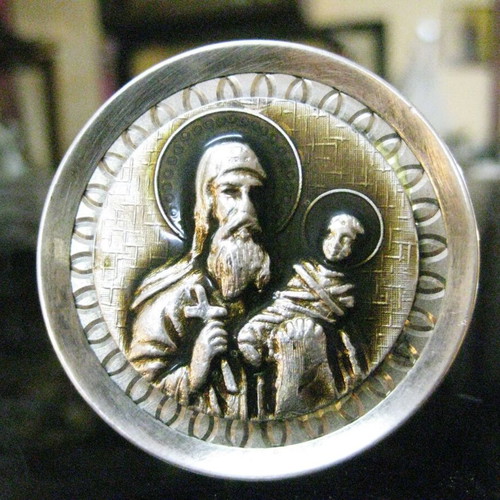 Silver icon of Saint Stylianos used, tabletop decoration