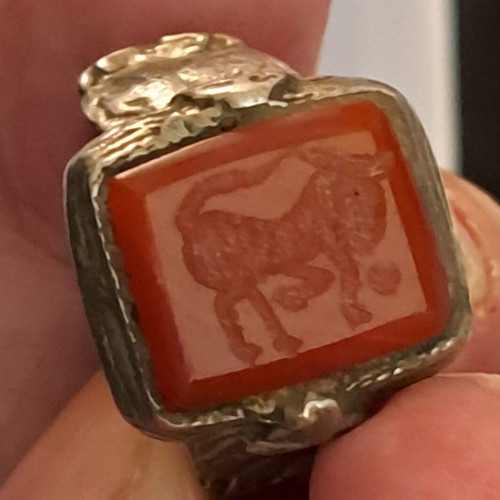 Persian 19th Century Rings with Natural Stone, Like New