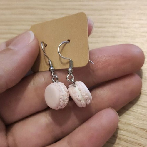 Earrings new polymer clay macarons with steel hooks