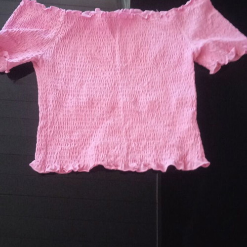 H&M smocked top used, cotton, pink