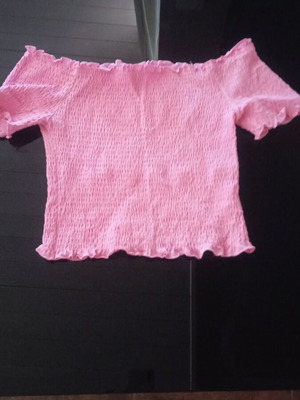 H&M smocked top used, cotton, pink