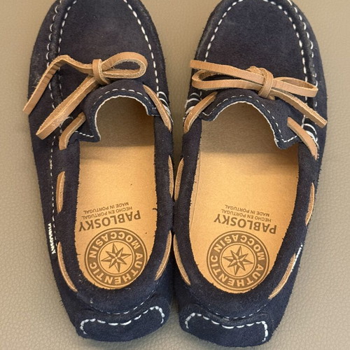 Children's Blue Suede Moccasins Like New Size 28