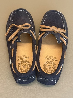 Children's Blue Suede Moccasins Like New Size 28
