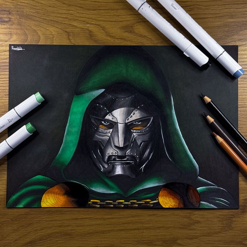Doctor Doom Original Handmade Drawing A4