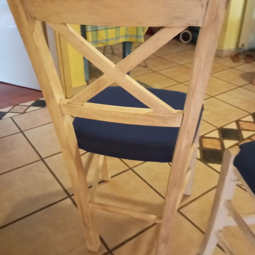 Venezia wooden dining chairs set of 4 used, navy blue fabric