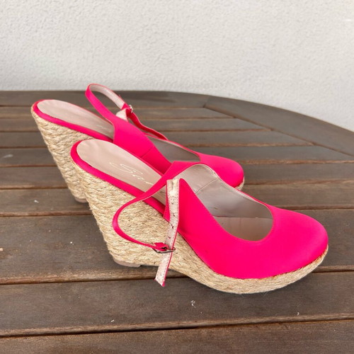 Fuchsia satin platform shoes Sante size 41 like new