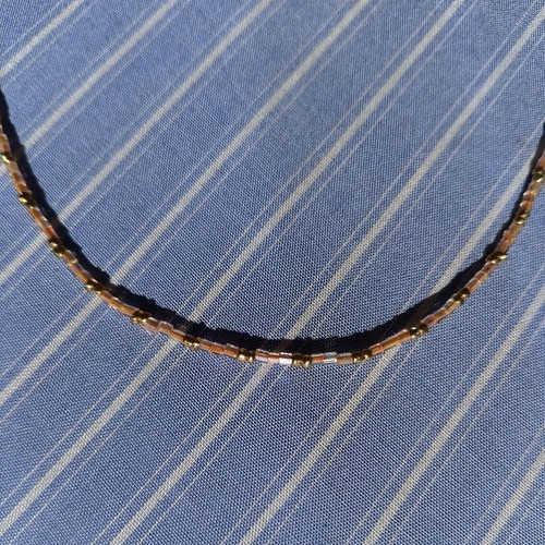 Necklace made of steel wire with glass beads new, multicolor