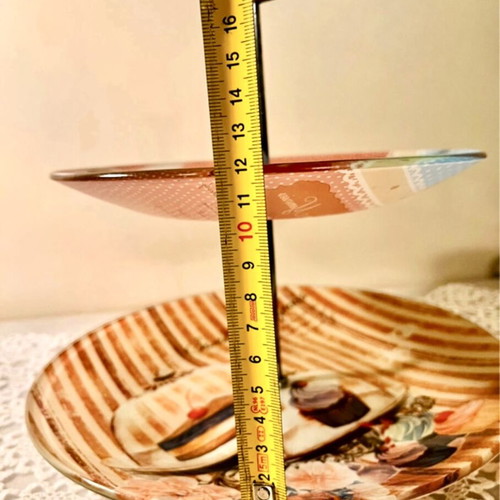 Vintage two-tier glass cake stand for sweets & cupcakes