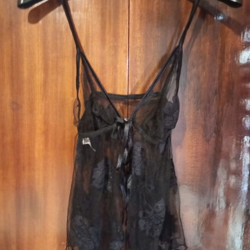 Black Babydoll Milena by Paris new, lace floral pattern