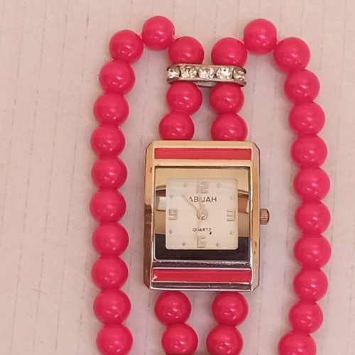 Adidas women's wristwatch bracelet used, red, new battery