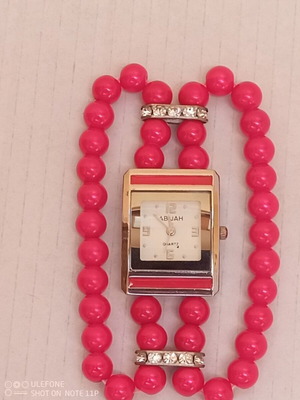 Adidas women's wristwatch bracelet used, red, new battery