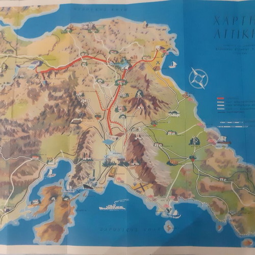 Map of Attica used, Greek Water Company 1960s