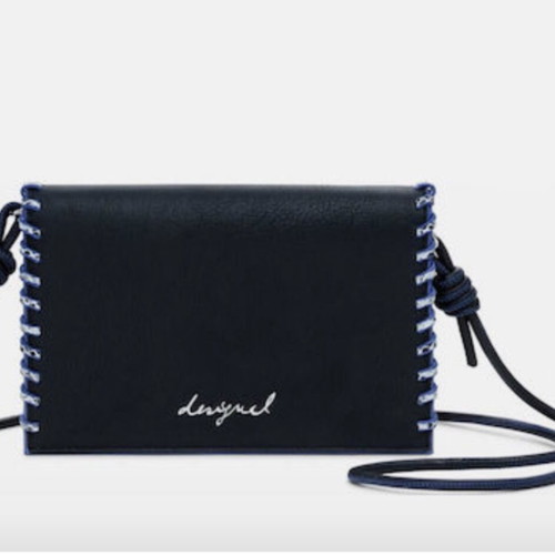 Desigual Phone Pochette like new, black and blue faux leather