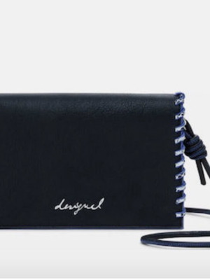 Desigual Phone Pochette like new, black and blue faux leather