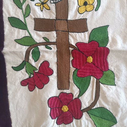 Embroidered handmade cross from 1930 new